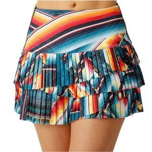 Lucky In Love Hi-Desert Bloom Pleated Tennis Pickleball Skirt Skort Blue Medium